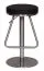 Tabouret de bar rembourré Apolo 173, Couleur : Noir / Chrome, repose-pieds triangulaire & réglable en hauteur + pivotant