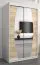 Armoire à portes coulissantes / Penderie Calvitero 02 avec miroir, Couleur : Blanc mat / Chêne de Sonoma - Dimensions : 200 x 120 x 62 cm ( H x L x P)