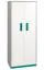 Armoire enfant Renton 02 | 2 portes battantes | 7 compartiments | Gris platine, blanc, bleu-vert | 199 x 80 x 52 cm