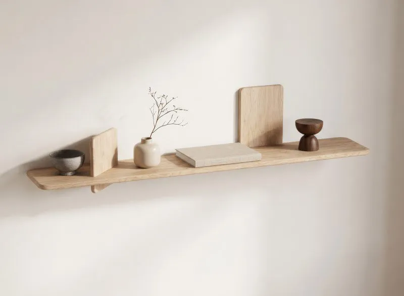 Étagère murale / Couleur : chêne blanchi / Bois massif / Chêne huilé / 140 x 25 x 32 cm / Élégante / Étagère / Étagère murale / Fonctionnelle