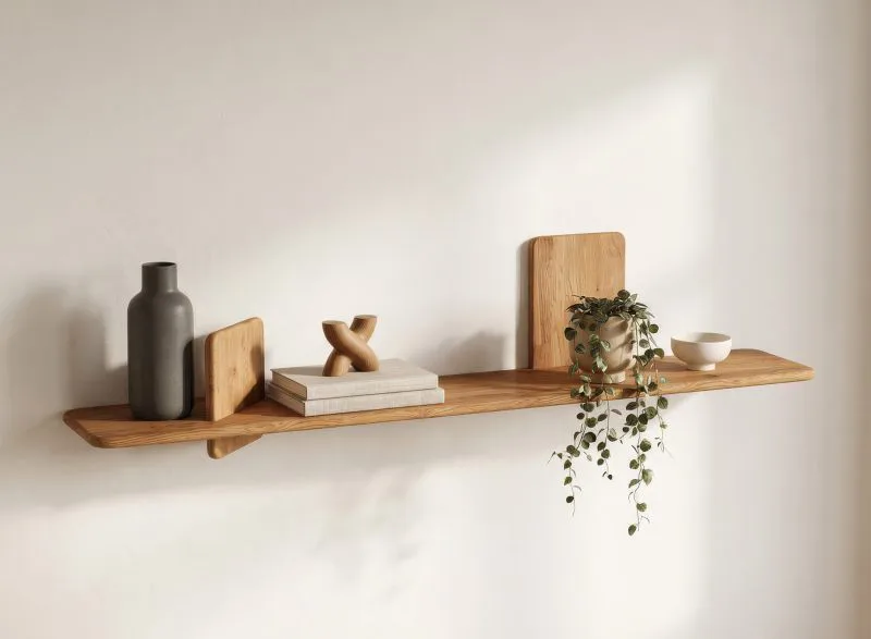 Étagère murale / Couleur : chêne naturel / Bois massif / Chêne huilé / 140 x 25 x 32 cm / Élégante / Étagère / Étagère murale / Fonctionnelle