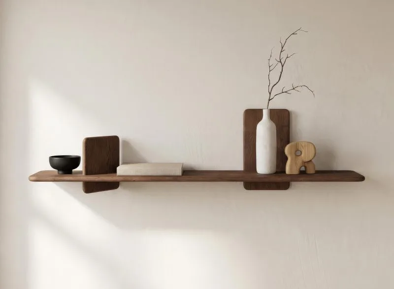 Étagère murale / Couleur : Tabacco / Bois massif / Chêne huilé / 140 x 25 x 32 cm / Élégante / Étagère / Étagère murale / Fonctionnelle