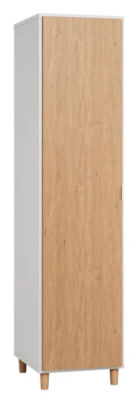 Armoire penderie Arbolita 38 | Blanc & Chêne | 195 x 47 x 57 cm | Design moderne et éclairage LED