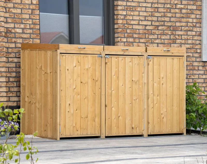 Abri pour poubelles Escondite Triple - Dimensions : 80 x 215 x 118 cm (l x L x h)
