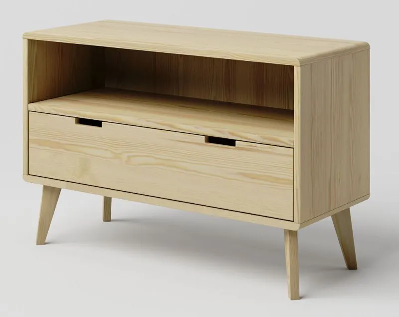 Meuble TV Aurornis 57 en pin massif naturel | 64 x 96 x 40 cm | Design moderne et robuste