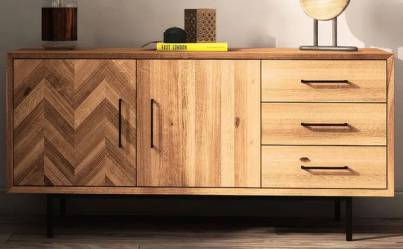 Commode Kumeu 27 en bois massif de cœur de hêtre huilé | 65 x 144 x 45 cm | Design premium naturel
