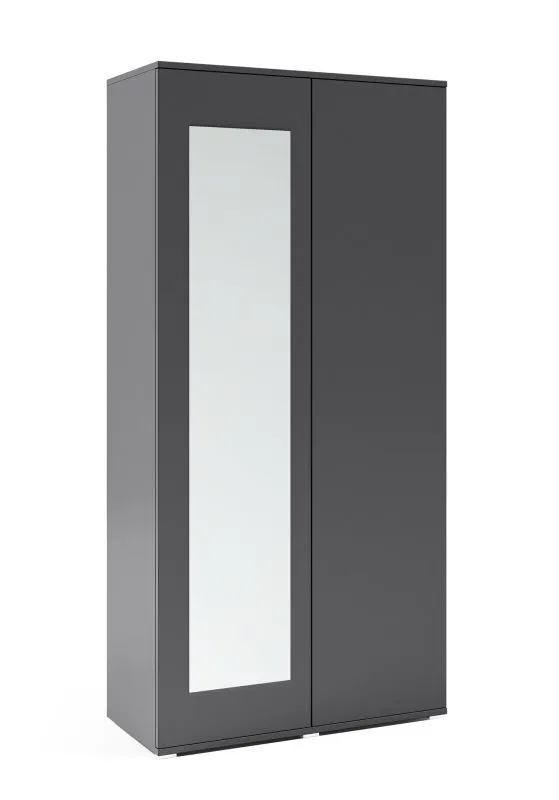 Armoire Zapopan 23 graphite | 2 compartiments | 2 tringles coulissantes | 185 x 90 x 40 cm | Design contemporain
