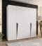 Armoire à portes battantes / 4 portes / Couleur : Blanc / 2 compartiments / Fonction Soft-Close / 2 tringles à vêtements / Poignées : Noir / Dimensions : 200 x 52 x 202 cm / Penderie / Chants ABS