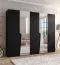 Armoire / Couleur : Noir / 2 portes miroir / 3 compartiments / 3 tringles à vêtements / Poignées : Noir / Dimensions : 250 x 52 x 202 cm / Fonction Soft-Close / Chants ABS