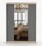 Armoire portes coulissantes miroir | 61 x 150 x 200 cm | Chêne Sonoma & Gris | Bucegi 07 | 2 portes, 6 compartiments