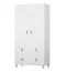 Armoire penderie 2 portes 2 m de haut | Blanc | Taygetos 03 | 201 x 105 x 55 cm | 4 tiroirs | 6 niches | Poignées en cuir
