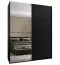 Penderie / Armoire à portes coulissantes / 245,5 x 190 x 64 cm / Couleur : Noir / Miroir / Soft-Close / 2 tringles à vêtements / 2 portes coulissantes / 11 compartiments