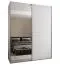 Penderie / Armoire à portes coulissantes / 2 tringles à vêtements / 245,5 x 200 x 64 cm / 2 portes coulissantes / Soft-Close / Miroir / Couleur : Blanc / 11 compartiments