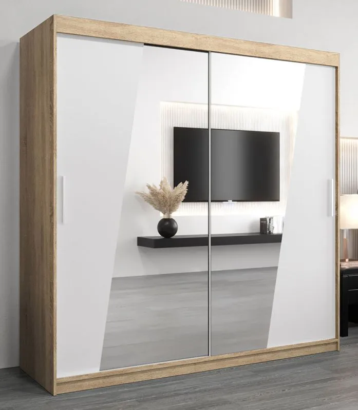 2 mètres de large Armoire avec 2 portes | Couleur: Chêne Sonoma  / Blanc Abbildung