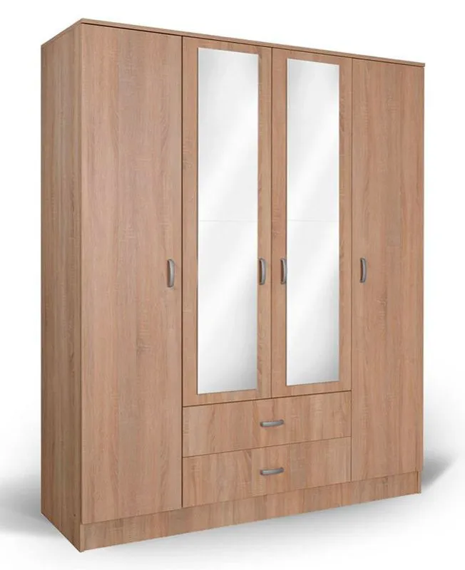 164 cm de large Armoire avec 4 portes, 11 casiers et 2 tiroirs | Couleur: Brun | Profondeur: 53 cm Abbildung