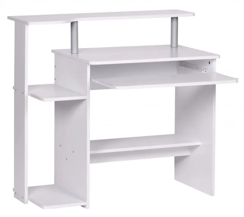 Bureau compact Apolo 141 blanc | Tiroir clavier pratique | 48 x 94 cm | Design moderne et gain de place