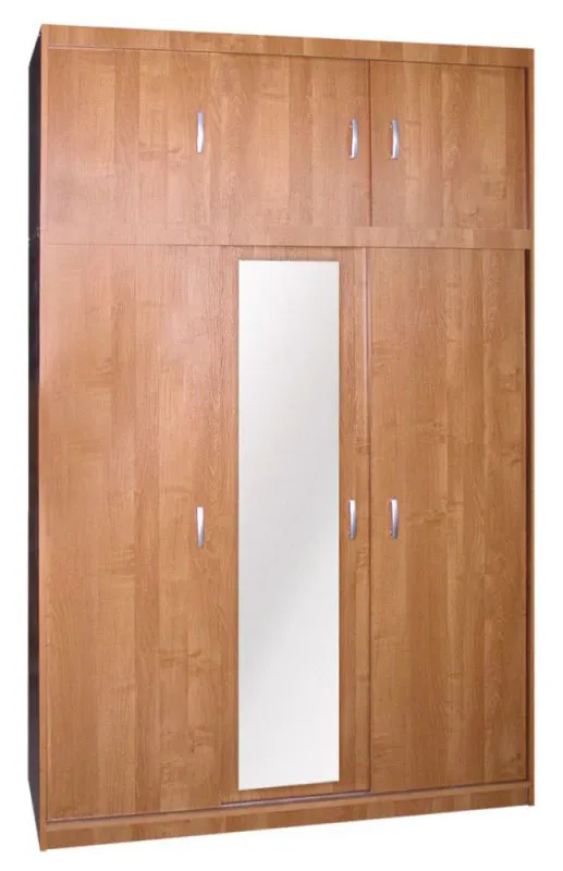 150 cm de large Armoire à portes coulissantes avec 6 portes | 7 casiers | tringle à vêtements | Couleur: Aulne Abbildung