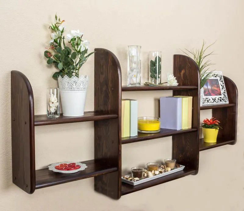 Étagère suspendue, Étagère murale, Bibliothèque - 150 cm de large, Pin Bois massif, Couleur: Noisette Abbildung