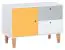 Chambre d'adolescents - commode Syrina 16, couleur : blanc / gris / jaune - Dimensions : 72 x 103 x 45 cm (h x l x p)