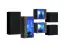 Set sombre d'armoires suspendues / Vitrines suspendues Volleberg 106, Couleur : Noir / Gris - Dimensions : 80 x 150 x 25 cm (h x l x p), avec éclairage LED