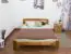 Lit simple/lit d'appoint en pin massif, chêne massif A5, sommier à lattes inclus - Dimensions 140 x 200 cm
