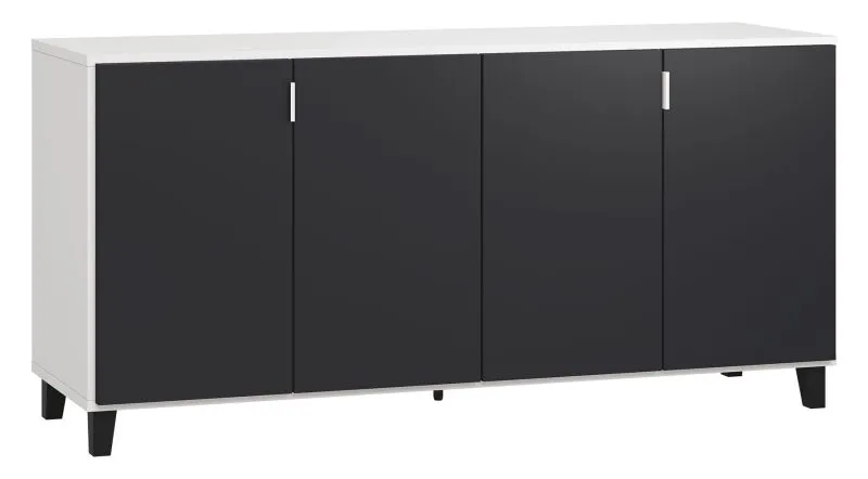 Commode Vacas 04 | Blanc / Noir | 78 x 160 x 47 cm | Design moderne, Soft Touch, Rangement optimisé