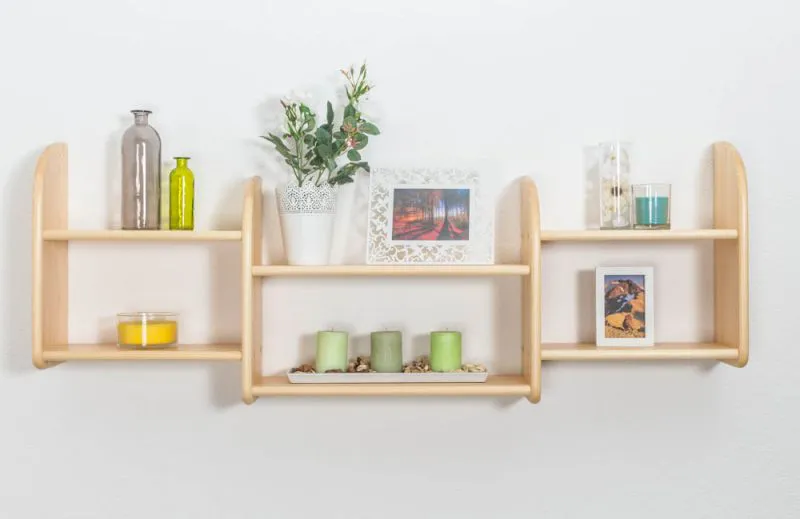 Étagère murale en pin massif naturel 019 | 75 x 150 x 20 cm | 6 compartiments pratiques