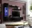 Meuble TV mural Hompland 72 noir | LED bleue | 170 x 210 x 40 cm | Design moderne