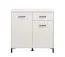 Commode blanche Sabas 05 | 1 tiroir, 2 portes, 4 compartiments | Poignées & pieds noirs | 90 x 93 x 40 cm