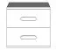 Table de chevet Smolikas 138 | Blanc & Gris | 2 grands tiroirs | Poignées bois | 50 x 55 x 40 cm | Compacte
