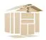 Kiosque / Sol inclus / Naturel / Stand de vente / Maisonnette de vente / Surface au sol : 4,33 m² / Rêve de soleil 02 / Toit à deux versants / Porte encadrée de bois massif