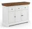 Commode Gimone 15 | Blanc / Tabacco | 92 x 131,5 x 41 cm | Pin finlandais | Soft-Close | 3 portes, 3 tiroirs
