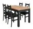 Table à manger extensible bicolore avec 4 chaises en bois massif | Chêne artisan & noir mat | Design moderne
