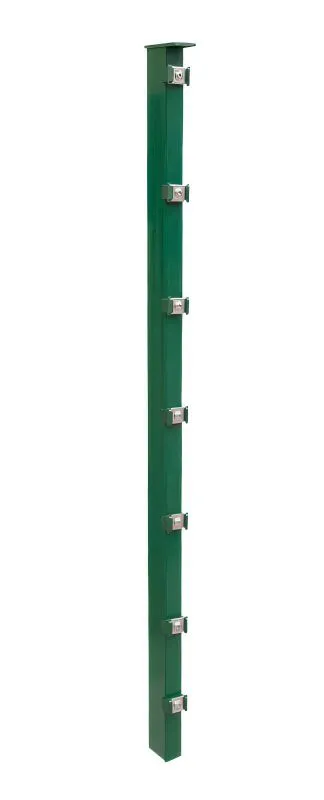 Poteaux de clôture Mod. P, Finition:  Revêtement vert, Pour hauteur de porte: 243 cm, Longueur: 300 cm, Points de fixation: 13