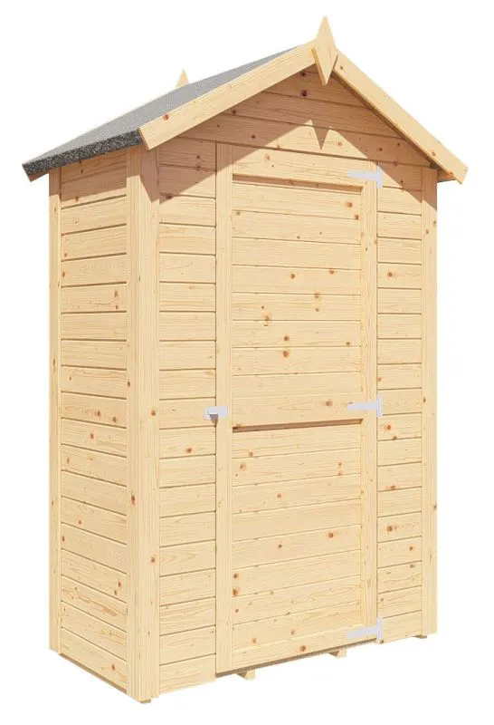 Abri de jardin en éléments avec plancher, nature, cabane de jardin, 1,21 x 0,63 mètres, Toit à deux versants, porte simple en bois massif