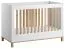 Lit bébé à barreaux Lijan 06 | Blanc & Chêne | 70 x 140 cm | Sommier réglable | Pieds en bois massif