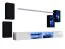 Meuble mural design Volleberg 70 | Noir/Blanc | 150 x 280 x 40 cm | Grand espace de rangement