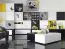 Chambre d'adolescents - commode Marincho 01, 2 parties, couleur : blanc / noir - Dimensions : 89 x 107 x 53 cm (h x l x p)