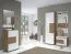 Banc de rangement compact Manase 13 | Brun chêne & blanc brillant | 48 x 63 x 36 cm