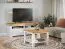 Table basse Bresle 08, Pin massif, Couleur : Blanc / Naturel - Dimensions : 70 x 70 x 40 cm (l x p x h)