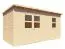 Abri de jardin Warstein 01 avec plancher, naturel - en éléments de 19 mm, surface au sol : 10,48 m², toit plat, double porte et porte simple avec verre de sécurité