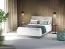 Lit simple Vibank 05 blanc mat et gris | 120 x 200 cm | Sommier relevable | Tête de lit rembourrée