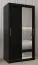 Armoire à portes coulissantes / Penderie Bisaurin 1C avec miroir, Couleur : Noir - Dimensions : 200 x 100 x 62 cm ( H x L x P)