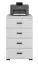 Commode annexe pour bureau Toivala, couleur gris clair - Dimensions : 75 x 46 x 68 cm (h x l x p), avec 4 tiroirs