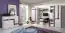 Chambre d'adolescents - armoire à portes battantes / armoire "Emilian" 01, pin blanchi / violet - Dimensions : 195 x 140 x 50 cm (h x l x p)
