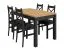Table de salle à manger classique extensible Temerin 35 avec 4 chaises en bois massif, Couleur : Chêne doré Craft / Noir mat, design harmonieux, assise confortable