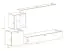 Mur de salon avec une vitrine suspendue Balestrand 236, Couleur : Blanc / Chêne Wotan - dimensions : 150 x 250 x 40 cm (h x l x p), avec sept compartiments