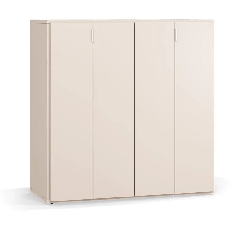 Commode casier à vin beige | 2 portes pliantes | 3 tiroirs | LED capteur de mouvement | 112 x 47 x 112 cm