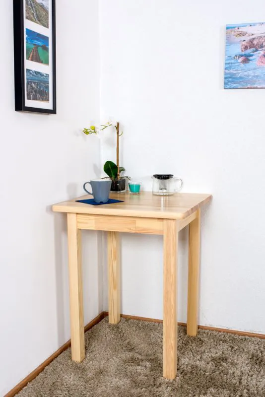 Table carrée en pin massif naturel Junco 233A | 60 x 60 cm | Design moderne et chaleureux