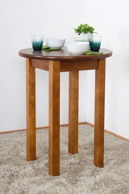 Table ronde en pin massif finition chêne rustique | Junco 234A | Ø 60 cm